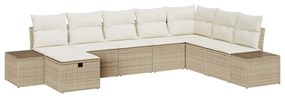 vidaXL Kerti Kanapé Szett párnával 8 pcs Bézs Poli rattan