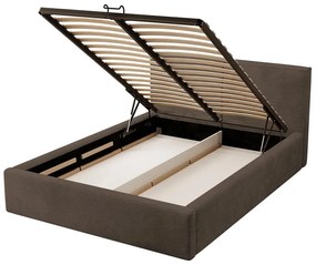Franciaágy 140 cm Fatime (ágyráccsal) (tárolóhellyel) (sötétbarna + fekete). 1099185