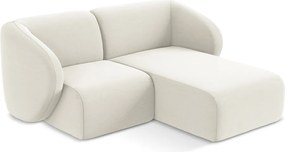 Bézs bársony sarokkanapé (jobb oldali-heverő résszel) Lani – Makamii