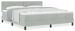 Boxspring Ágy Matrac Könnyű Szürke Super King Bársony