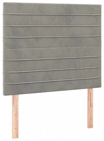 világosszürke bársony LED-es fejtámla 80x5x118/128 cm