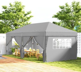 Outsunny Kültéri Kert Pavilon 3 x 6 m Összecsukható Pergola 6 Oldalfallal, Leeresztő Nyílásokkal, Szállítótáskával, Összecsukható Napernyő Esküvői és