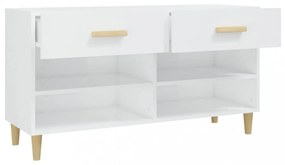 magasfényű fehér szerelt fa cipőszekrény 102x35x55 cm