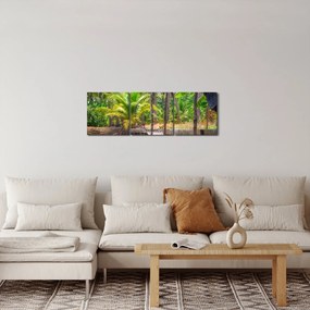 Kép - Fából készült hajó a csatornán, Thaiföld (órával) (90x30 cm)