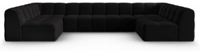 Fekete bársony sarokkanapé ("U" alakú) Kendal – Micadoni Home