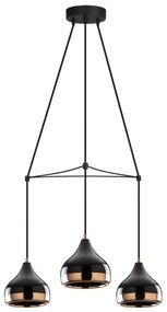 Kábelen függő csillár YILDO 3xE27/40W/230V fekete/rézszínű