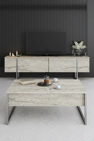 Luxe Travertine and Silver TV-állvány