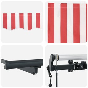 Automatikus Behúzható Napellenző Piros és Fehér Csíkos 450x300 cm