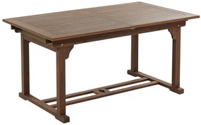 Sötétbarna akácfa kihúzható étkezőasztal 160 / 220 x 90 cm AMANTEA Beliani