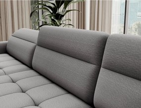 Világosszürke bársony kinyitható-tárolóhelyes sarokkanapé (jobb oldali-U alakú) Berrto – ELTAP