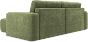 Zöld zsenília kinyitható-tárolóhelyes sarokkanapé (jobb oldali-heverő résszel) Kona – Makamii