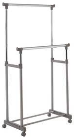 Ezüstszínű fém teleszkópos-gurulós ruhatartó állvány – Premier Housewares