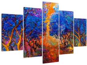 Kép - őszi fa koronák, modern impresszionizmus (150x105 cm)