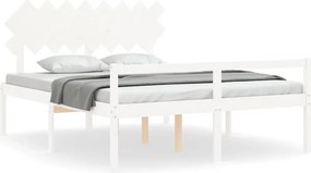 vidaXL fehér tömör fa ágy időseknek fejtámlával 160x200 cm