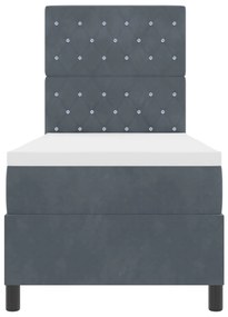 Boxspring Ágy Matraccal Sötétszürke 80x200 cm Bársony