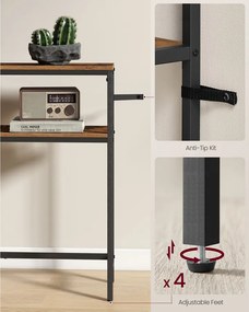 Előszobai konzolasztal, 2 szintes, rusztikus barna és fekete színben