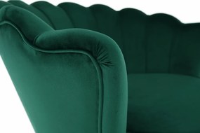 Fotel Art-deco stílusban, smaragd Velvet anyag/gold króm-arany, NOBLIN