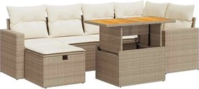 vidaXL 8 részes bézs polyrattan akácfa kerti ülőgarnitúra párnával