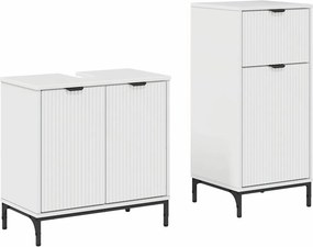 vidaXL Fürdőszoba bútor szett fiókkal ajtóval 2 pcs Magas Fényű Fehér