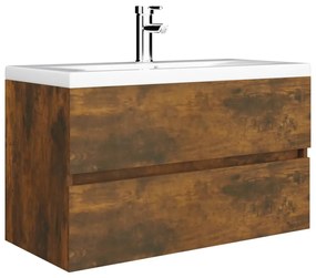 Füstös tölgy színű szerelt fa mosdószekrény 80 x 38,5 x 45 cm