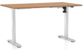 Állítható magasságú asztal OfficeTech A, 140 x 80 cm, fehér alap, bükkfa
