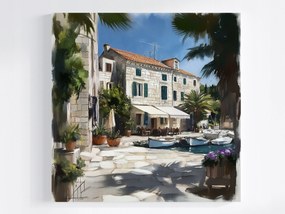 Vászonkép Canvas Tájkép Horvátország Hvar Város Marina Nyár 80x80