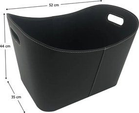 Fatároló kosár műbőrből, fekete, HOLZO