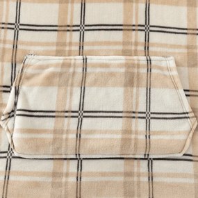 báránybunda hatású kapucnis, ujjas pléd PLAID, krém színű