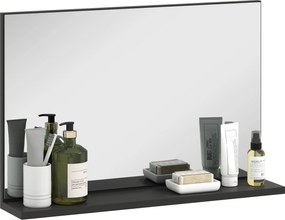 kleankin Fali Fürdőszoba Tükör Polccal, Modern Többcélú Tükör Fürdőszobába, Hálószobába és Előszobába, 60x12x40 cm, Fekete | Aosom