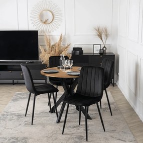 Kerek Étkezőasztal Aranytölgy/Fekete Színben. LAUREN 80 cm