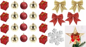30 db-os karácsonyfadísz szett hópehely ajándék masni