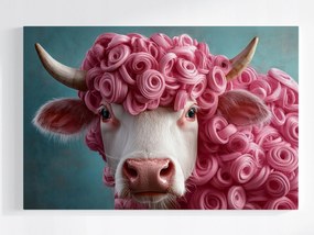 Poszter Tehén Portré Frizura Rózsaszín Fürtök Divat Stílus 120x80