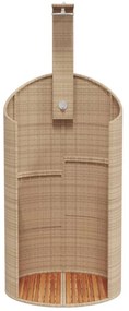 bézs polyrattan és akácfa kültéri zuhanyzó 100x100x241,5 cm