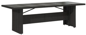 fekete polyrattan üveglapos kerti asztal 240 x 90 x 75 cm