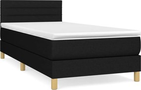 vidaXL fekete szövet rugós ágy matraccal 90x200 cm