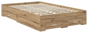 vidaXL Ágykeret fiókkal fejtámlával Artisan tölgy 120 x 200 cm Faanyag