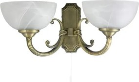 Beltéri fali lámpa e14 2x40w bronz/fehér alabástrom üveg  marlene