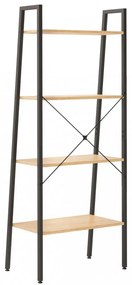 4-szintes világosbarna-fekete állópolc 56 x 35 x 140 cm