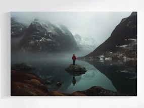 Vászonkép Canvas Norvégia Hegyek Fjord Tél Ember Magány 60x40