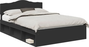 vidaXL Ágykeret fejtámlával Fekete 150 x 200 cm Tömör fenyőfa