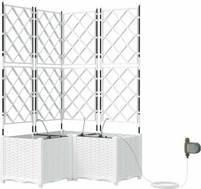 vidaXL Kerti cserép 3 pcs Fehér Acél