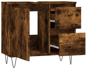 füstös tölgy színű szerelt fa fürdőszobaszekrény 65 x33x60 cm