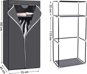 Szövet gardrób, Összecsukható szekrény, szürke