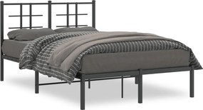 vidaXL fekete fém ágykeret fejtámlával 120 x 200 cm