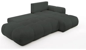 ALMADA kinyitható, kárpitozott L-alakú sarokgarnitúra tárolóhellyel, jobbos kivitel, antracit