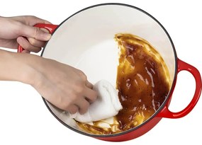 Zománcozott, öntöttvas edény fedővel 4L, piros