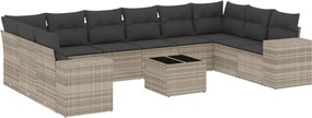 vidaXL 11 részes világosszürke polyrattan kerti ülőgarnitúra párnákkal