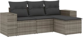 vidaXL 4 részes szürke polyrattan kerti ülőgarnitúra párnákkal