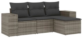 vidaXL 4 részes szürke polyrattan kerti ülőgarnitúra párnákkal