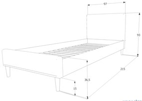 Kárpitozott ágy ACOMA 90 x 200 cm szürke